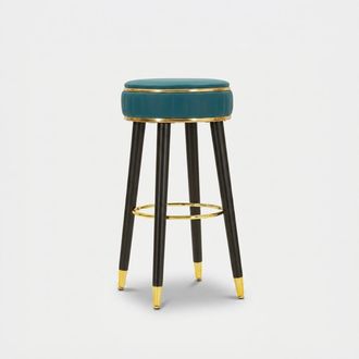 Les Tendances Sgabello Bar Imbottito In Pu E Metallo London - Verde
