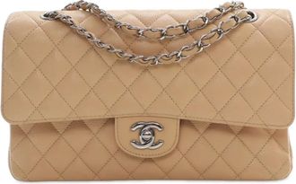 Chanel Borsa a spalla Classic Double Flap media in pelle Caviar 2010-2011 - Marrone