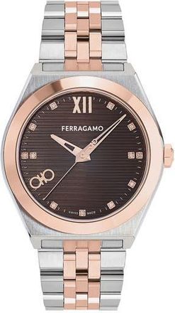 Ferragamo Vega New Two-Tone Diamond Bracelet Watch, 40mm in Two Tone at Nordstrom Rack