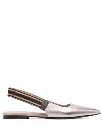 Brunello Cucinelli Ballerinas met puntige neus - Zilver