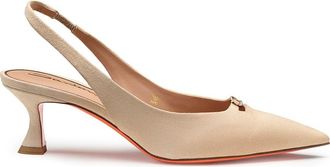 Santoni Womens Suede Leather Mid-Heel Slingback in Natural at Nordstrom, Size 10.5