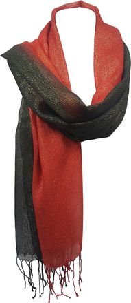 World of Shawls Wedding Party Occasion Self Glitter Shawl Scarf Wrap Hijab (Black/Red (EQ-SL-2tone))