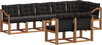 vidaXL Conjunto De Sof&aacute;s De Exterior 8 Uds. Natural Y Negro Vidaxl