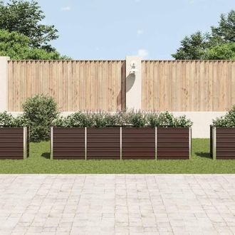 Berkfield Home Raised Garden Bed 320x40x77 cm Galvanised Steel Brown | Size: 320 x 40 x 77 cm