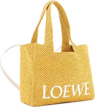 Loewe Paulas Ibiza Logo Convertible Raffia Medium tote bag - Wit