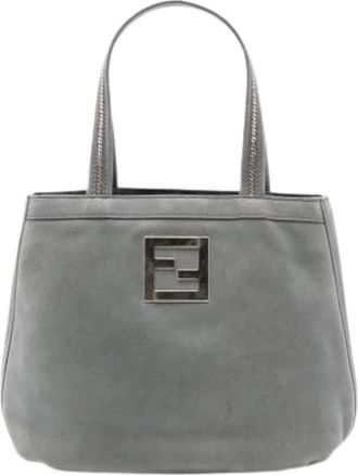 Fendi Pre-owned Handbags, female, Gray, Size: ONE SIZE Pre-owned Nubuck Leather Tote Bag