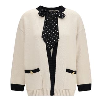 Valentino C&aacute;rdigan Abierto con Lazo de Lunares - Knitwear - Mujer - Beige - M