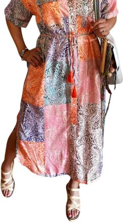 Entro Womens Paisley Patch Midi Dress In Orange + Purple + Multi
