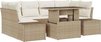 vidaXL Conjunto De Sof&aacute; De Jard&iacute;n 7 Pcs Beige, Crema 100 X 55 X 73 Cm Vidaxl