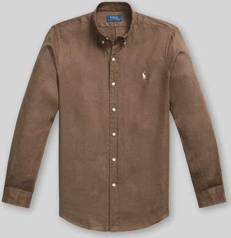 Polo Ralph Lauren Slim Fit Freizeithemd aus reinem Leinen in Mittelbraun, Gr&ouml;&szlig;e XXL