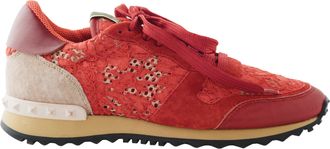 Valentino Pre-owned Womens Garavani Rockrunner Sneakers - 20s - Red Leather - Size EU 37