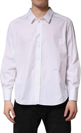 Dolce & Gabbana Mens White Sartoria Cotton Collared Dress Shirt
