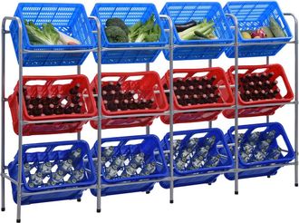 vidaXL Vidaxl - Estanter&iacute;a Almacenaje Para 12 Cajas Acero Plateado 190x33x116cm