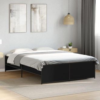 vidaXL Vidaxl - Estructura De Cama Madera De Ingenier&iacute;a Y Metal Negro 120x190cm