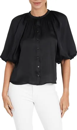 Love Token Odette Puff Sleeve Blouse In Black