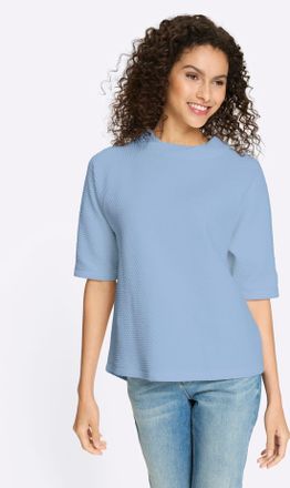 Heine Sweatshirt HEINE, Damen, Gr. 34, eisblau, 75% Baumwolle, 20% Polyester, 5% Elasthan, unifarben, Rundhals, Sweatshirts Sweatshirt