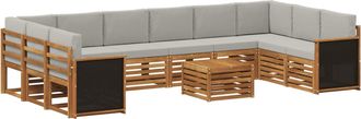 vidaXL Conjunto De Sof&aacute;s De Exterior 8 Uds. Natural Y Gris Claro Vidaxl