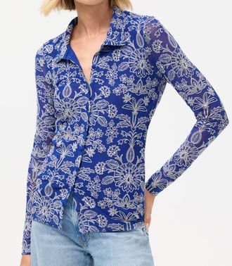Johnny Was Maricel Mesh Button Down Shirt In Klaudia
