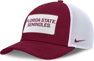 Nike Florida State On-Field Rise Nike Mens College Trucker Adjustable Hat in Red | NC9708H8FTN-EST
