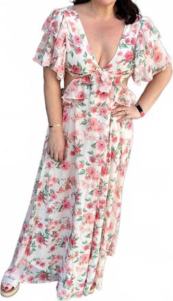 Flying Tomato Tuscany Floral Print Maxi Dress In Pink