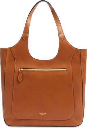 The Bridge Spacious Leather Tote Bag with Gold-tone Zipper