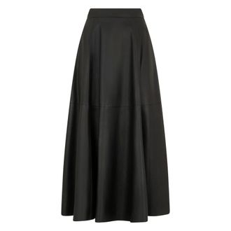 Raquel Diniz Leather Skirts, female, Black, Size: S Midi Flared Skirt