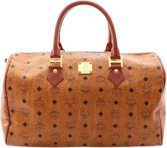 MCM Pre-owned Visetos Coated Canvas Boston Bag - unisex - Vintage Handtas - Bruin - ONE Size - Vintage