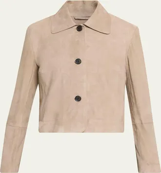 Arma Emy Button-Down Goatskin Suede Jacket