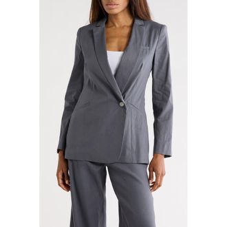 Rag & Bone Double-Breasted Linen Blazer in Fut Grey at Nordstrom Rack, Size 14