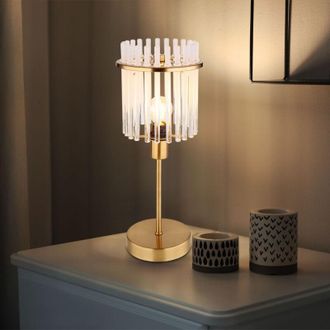 Globo Lighting Lampada da tavolo a led lampada da comodino lampada da camera da letto lampada da soggiorno, aste in metallo oro vetro, 1x E14 retro led bianco