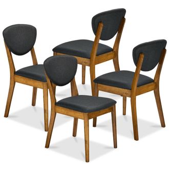 Best Choice Products Set of 4 Wooden Dining Chairs, Wood Modern Farmhouse Upholstered Chairs
