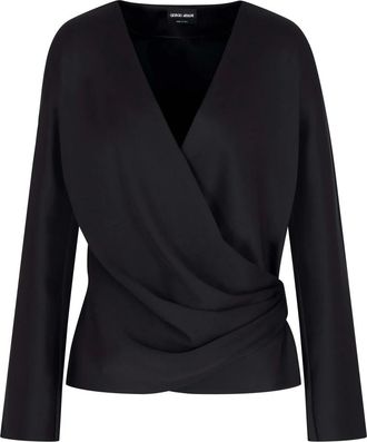 Giorgio Armani Overhemden, Dames, Zwart, M, Zwart Bos Overhemd