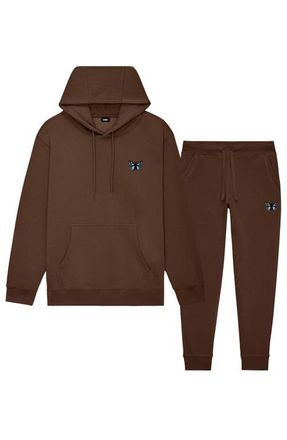 Dalix Butterfly Midweight Relaxed Sweatsuit in Chestnut at Nordstrom, Size Xx-Large