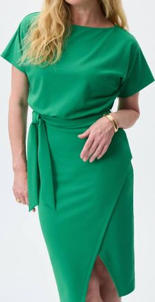 Joseph Ribkoff Sheath Knee-Length Belted Dress In Green