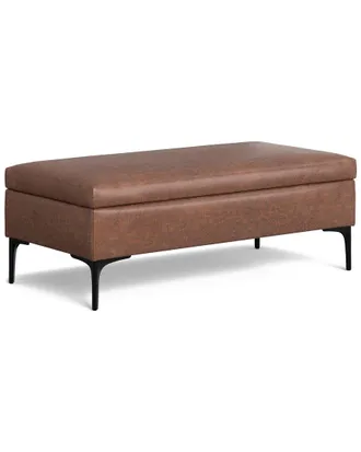 Simpli Home Rebecca 48In Mid Century Modern Rectangle Large Coffee Table Storage Ottoman With Lift Up Lid
