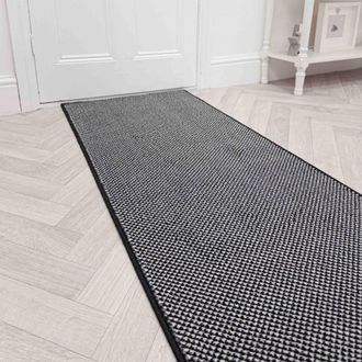Runrug Hallway Carpet Runner Rug - Soft & Comfy, 9mm - Hazy in Black | Size: 60 cm x 420 cm