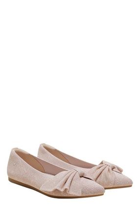 Vivaia Pointed-Toe Bow Flats in Rose Gold at Nordstrom, Size 6.5