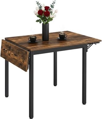 Relaxdays Relaxdays folding dining table, 2-4 people, H x W x D 76x120x78 cm, space-saving, kitchen, MDF, iron, brown/black