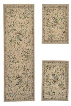 THEKO Bettumrandung »Flomi Sagrini« Höhe 3 mm 3 Stk. tlg. Läufer-Set, Flachgewebe, gewebt, Pastell-Farben, Blumen Design