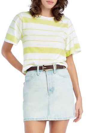 Favorite Daughter The Joanne Stripe Cotton & Linen T-Shirt in Green Tea Stripe at Nordstrom, Size X-Small