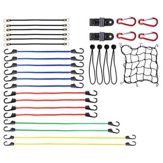 OEM Cuerdas El&aacute;sticas De Alta Calidad Con Ganchos, Juego De 32 Piezas, Cuerdas El&aacute;sticas, Clips Para Lonas, Malla El&aacute;stica. Incluye Estuche De Transporte