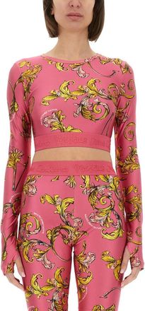 Versace Jeans Couture Pink Printed Round Neck Top