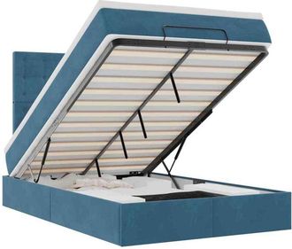 vidaXL Estructura De Cama Otomana Colchones Terciopelo Azul Oscuro Vidaxl