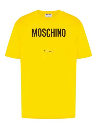 Moschino logo-print T-shirt - men - Cotton - L - Yellow