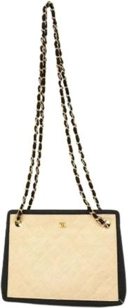 Chanel Pre-owned Shoulder Bags, female, Beige, Size: ONE SIZE Pre-owned Vintage Fabric Shoulder Bag
