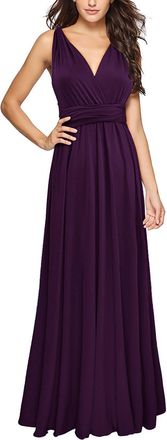 Generic Long Evening Dresses for Women UK: Floor Length Bandage Pageant Prom Ball Gowns Wrap Dress Sleeveless V Neck Evening Cocktail Dress A Line Empire Wais