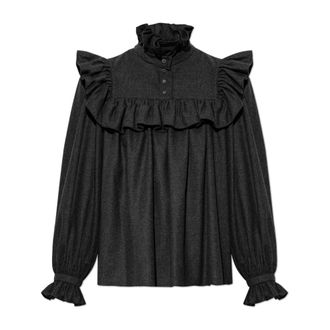 Chlo&eacute; Top con collo alto e rouches - - Blouses & Shirts - Donna - Grigio - M