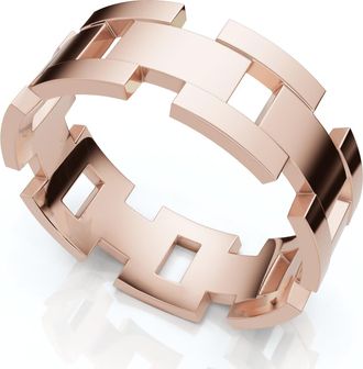 Pompeii3 Mens Calvin 8mm Interlocked Wedding Band 10k Gold Band