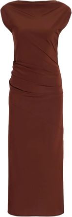 Proenza Schouler draped cowl-neck midi day dress - Brown