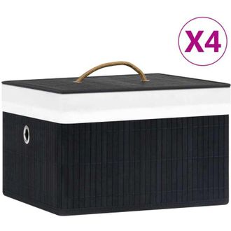vidaXL Cajas De Almacenamiento De Bamb&uacute; 4 Unidades Negro Vidaxl